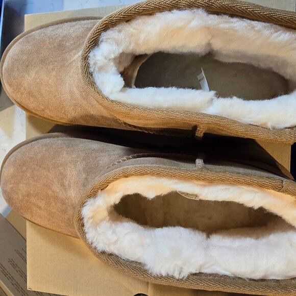 UGG Classic Ultra Mini New Heights Chestnut Suede Boot 1158311 Women's Size 9 - Picture 8 of 10